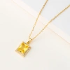 Cross-border personalized zircon gemstone crystal pendant rectangular necklace wholesale women's collarbone chain ins style niche accessories Specification image